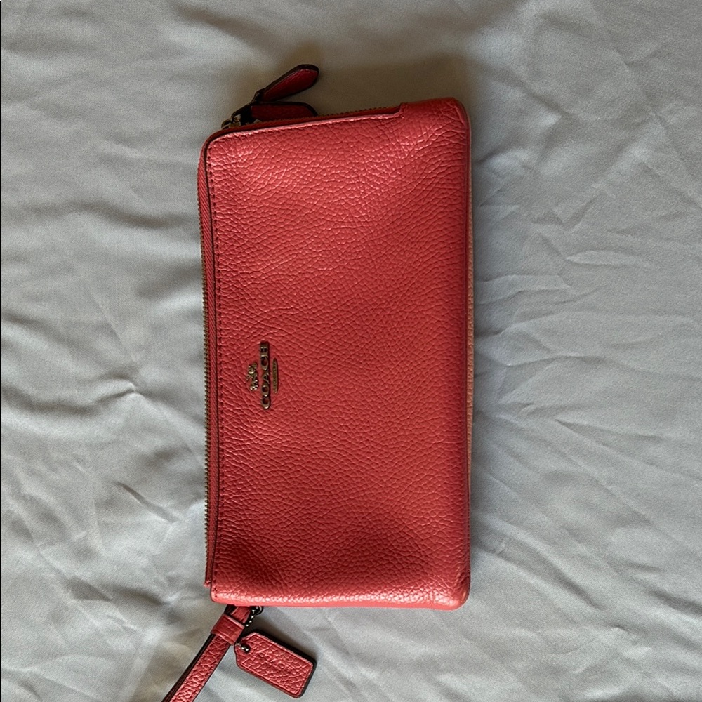 Coach Coral Zip-Around Leather Wallet